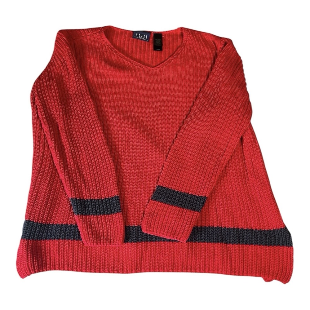 Women's Crazy Horse Liz Claiborne 100% Cotton Sweater Red Size Large - Picture 2 of 5
